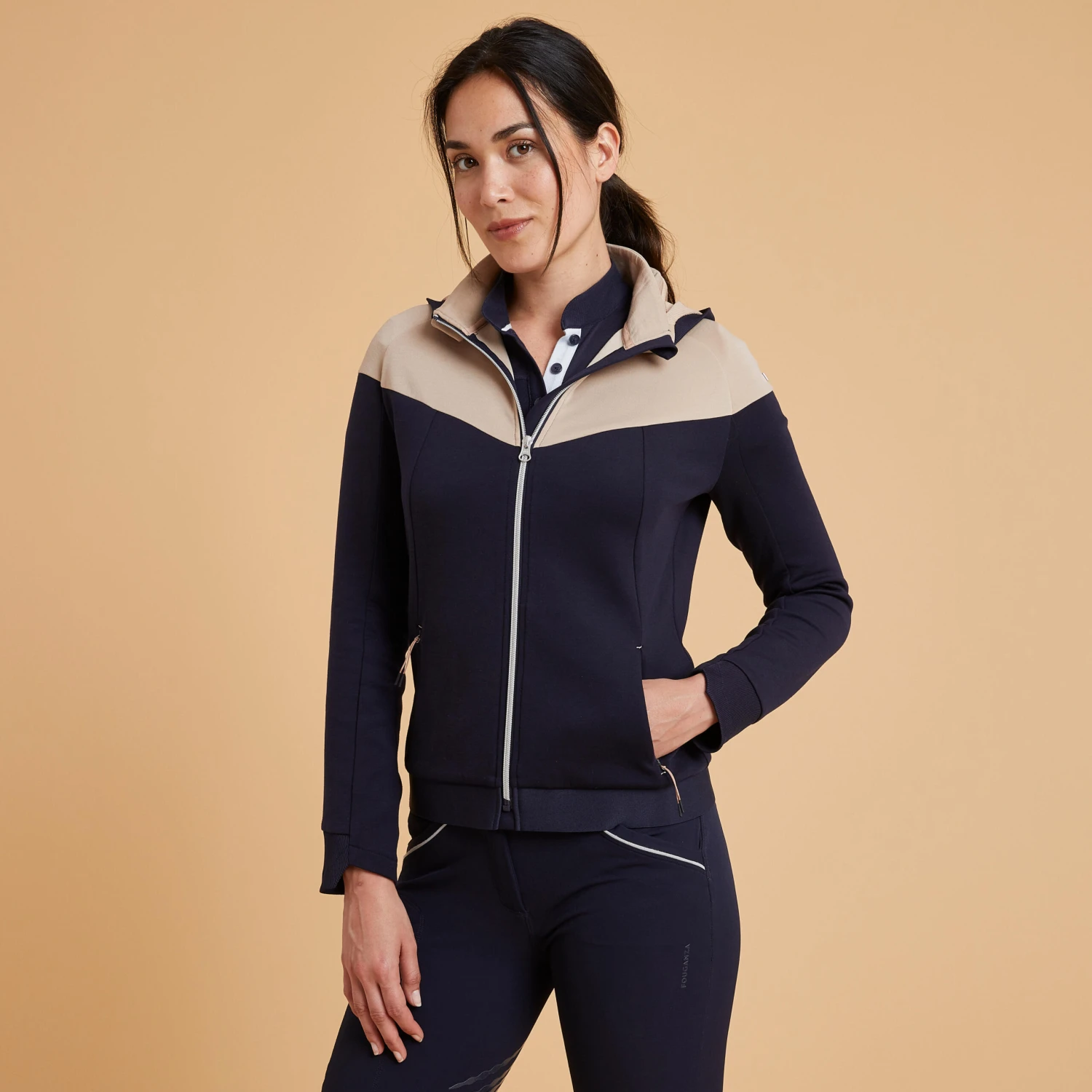 Women's Zipped Horse Riding Sweatshirt 900 3 Women's Zipped Horse Riding Sweatshirt 900 - Image 3