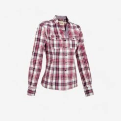 Sentier Women's Long-Sleeved Horse Riding Shirt - Pink And White Checks