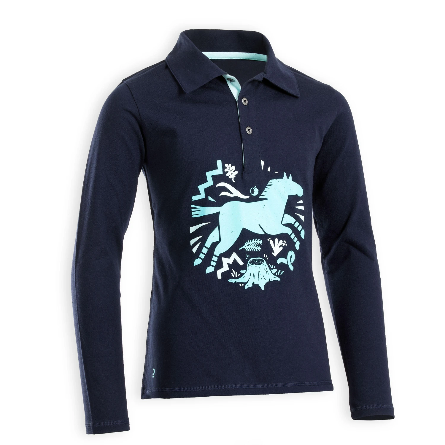 Girls' Long-Sleeved Horse Riding Polo Shirt 100 5 Girls' Long-Sleeved Horse Riding Polo Shirt 100 - Image 5