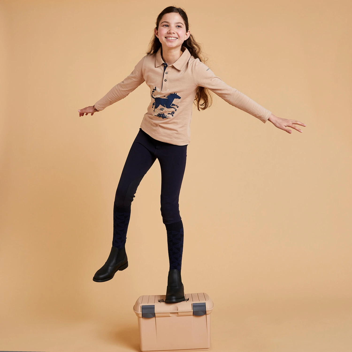 Girls' Long-Sleeved Horse Riding Polo Shirt 100 7 Girls' Long-Sleeved Horse Riding Polo Shirt 100 - Image 7