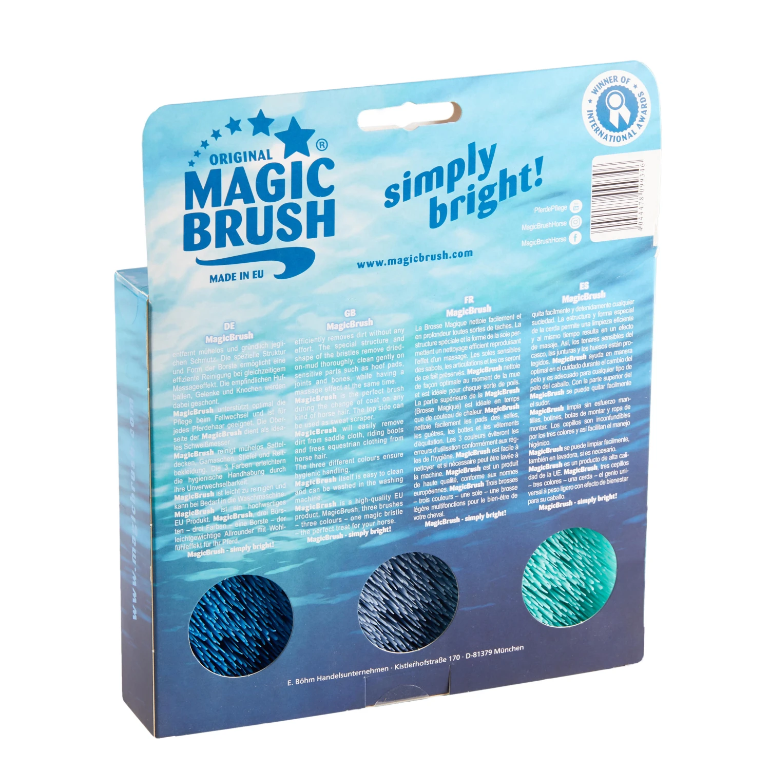 KERBL Magic Brush Horse Riding Brushes Tri-Pack - Turquoise/Mauve/Blue 2 KERBL Magic Brush Horse Riding Brushes Tri-Pack - Turquoise/Mauve/Blue - Image 2