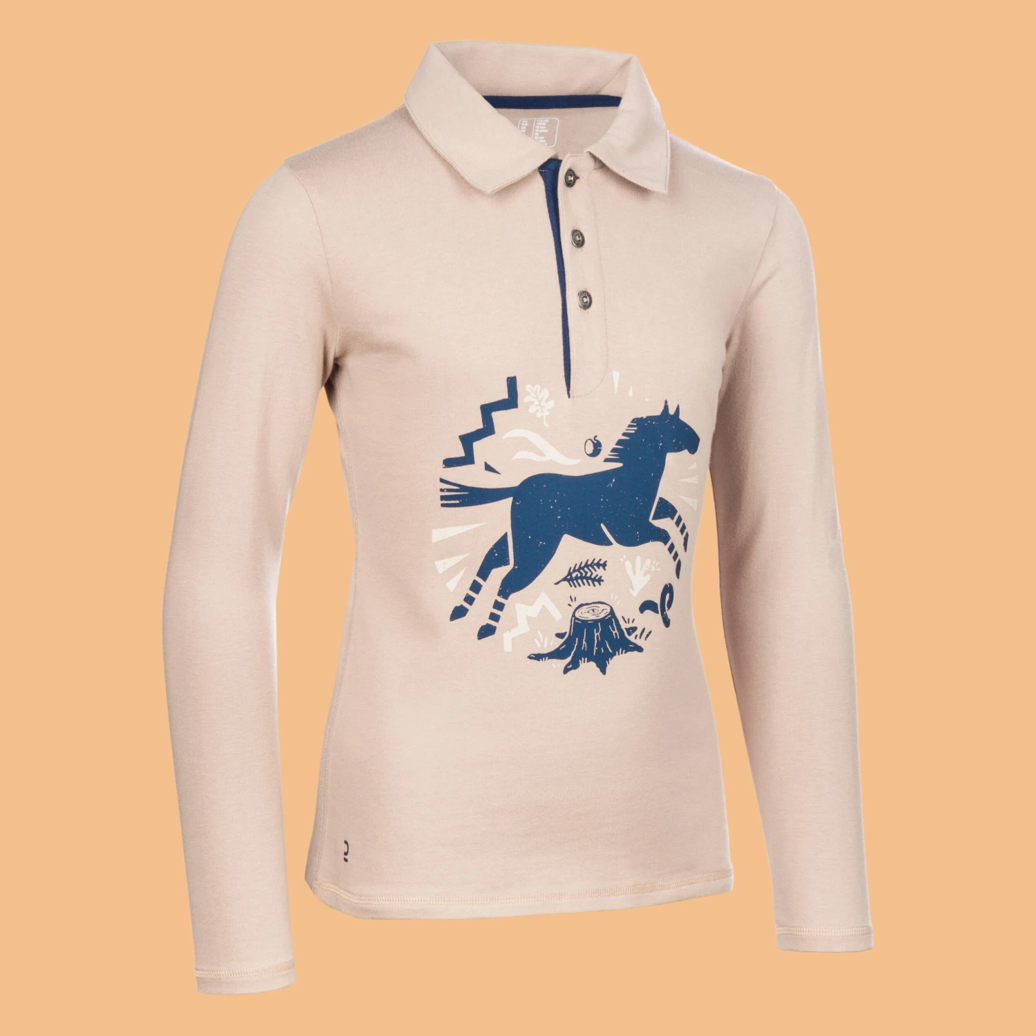 Girls' Long-Sleeved Horse Riding Polo Shirt 100 9 Girls' Long-Sleeved Horse Riding Polo Shirt 100 - Image 9