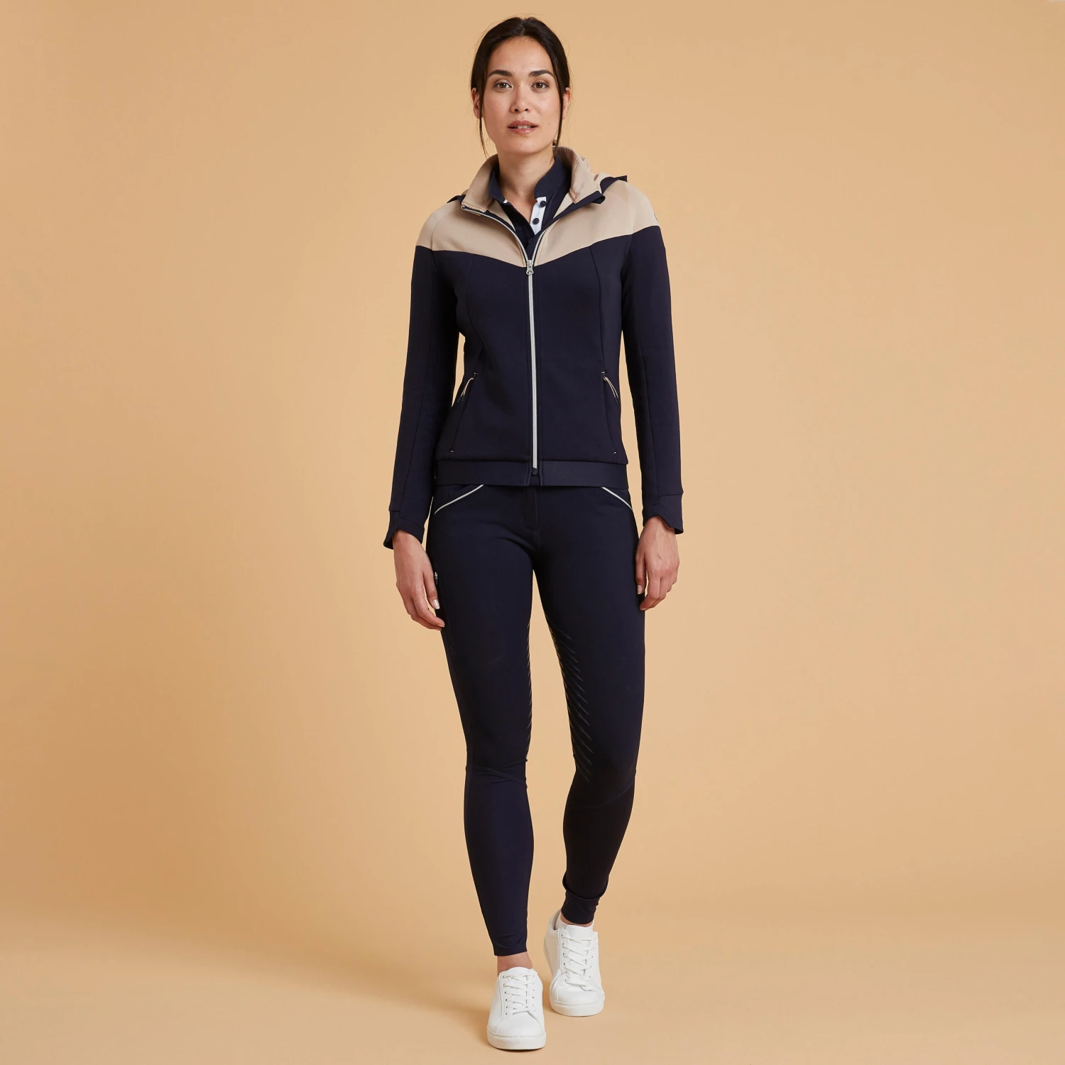 Women's Zipped Horse Riding Sweatshirt 900 2 Women's Zipped Horse Riding Sweatshirt 900 - Image 2