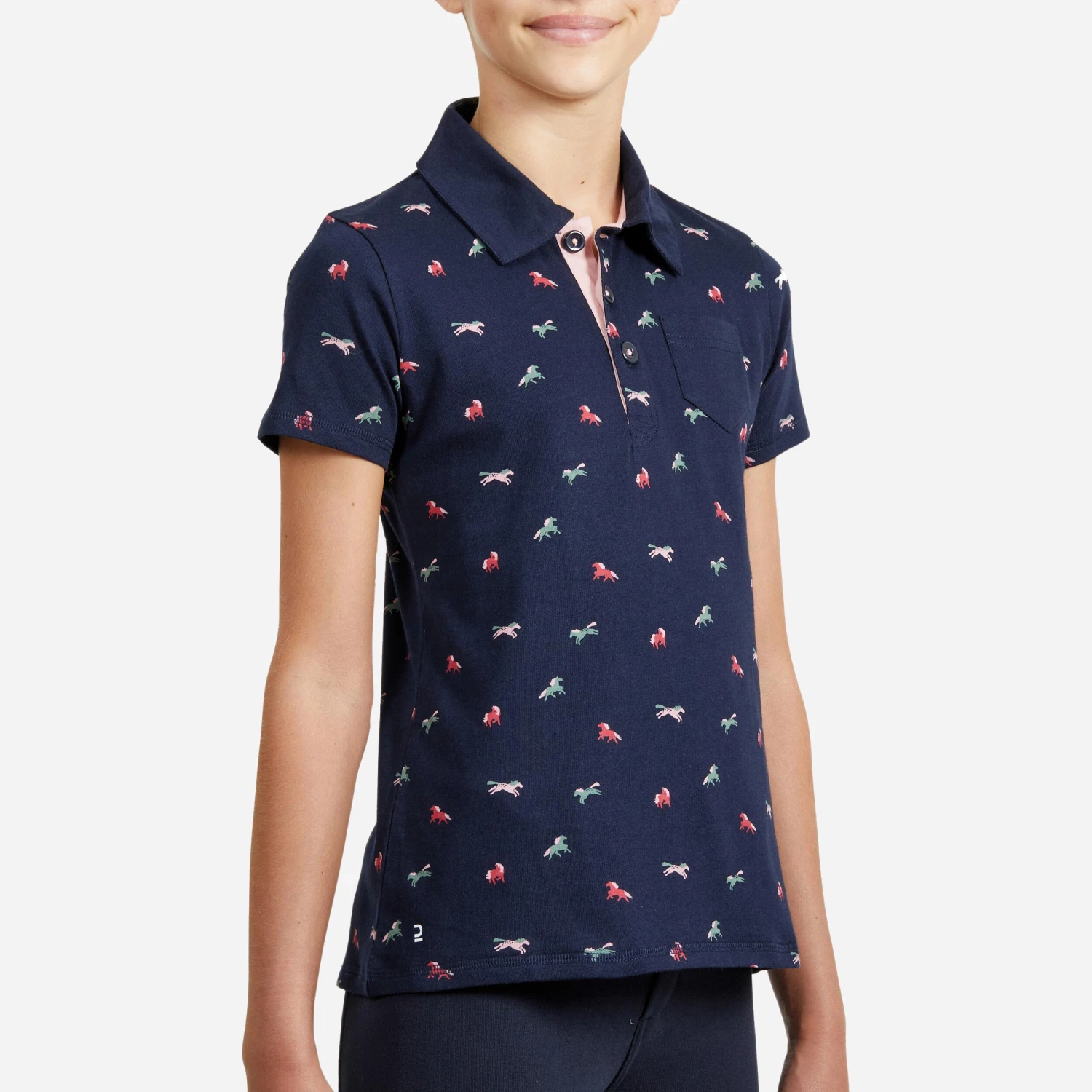 Girls' Horse Riding Short-Sleeved Polo Shirt 140 2 Girls' Horse Riding Short-Sleeved Polo Shirt 140 - Image 2