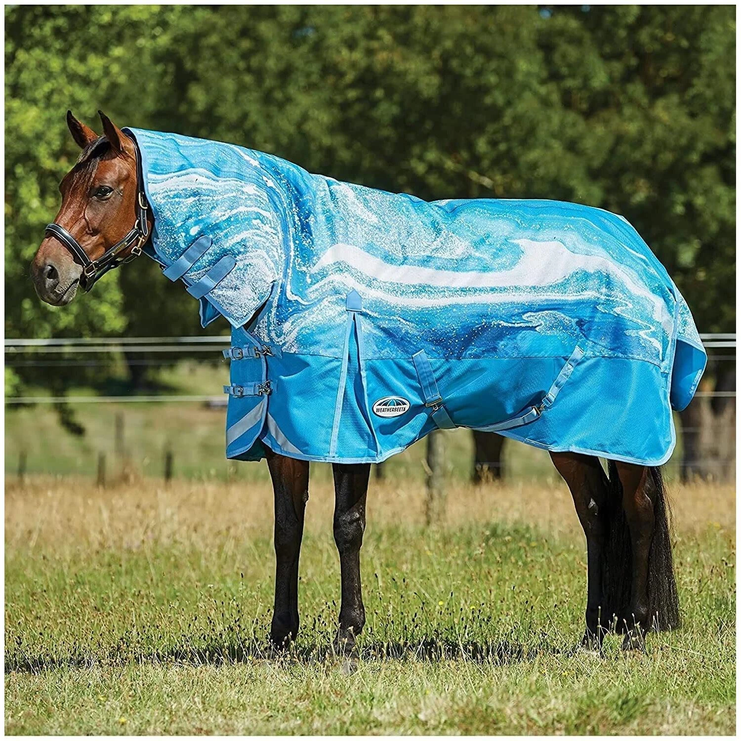 Weatherbeeta Comfitec Plus Dynamic II Medium Marble Horse Combo Turnout Rug (Blue) 2 Weatherbeeta Comfitec Plus Dynamic II Medium Marble Horse Combo Turnout Rug (Blue) - Image 2
