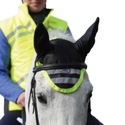 Weatherbeeta Reflective Horse Ear Bonnet (Yellow/Black)